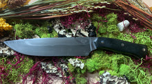 Load image into Gallery viewer, Custom handmade survival knife. 80crv2 high carbon Steel with Hamon
